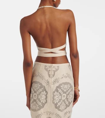 Open-back cotton-blend crop top | Valentino