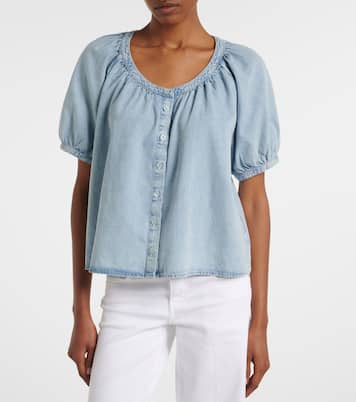 Resort gathered cotton-blend shirt | Frame