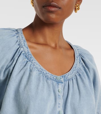 Resort gathered cotton-blend shirt | Frame