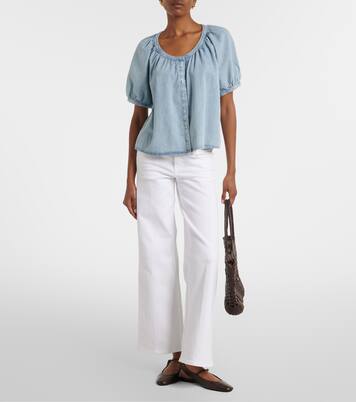 Resort gathered cotton-blend shirt | Frame