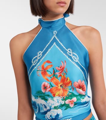Cropped-Top aus Seiden-Twill | Gucci