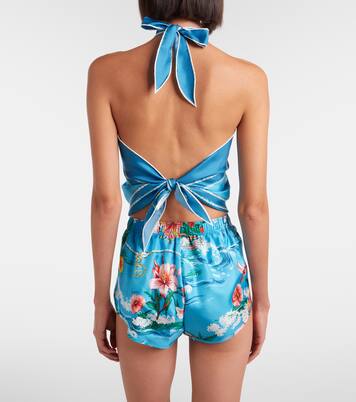 Cropped-Top aus Seiden-Twill | Gucci