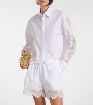 Lace-trimmed cotton poplin shirt | Simkhai