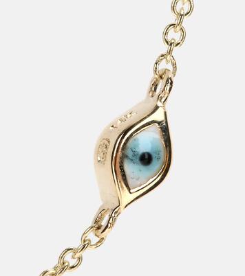 Halskette Mini Evil Eye aus 14kt Gelbgold mit Emaille und Diamant | Sydney Evan