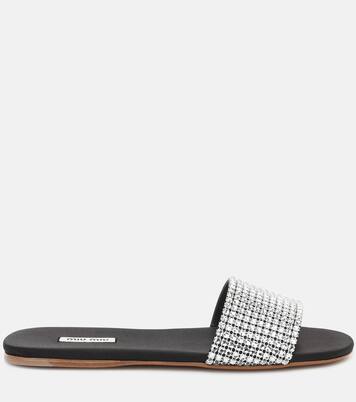 Mules en satin à cristaux | Miu Miu