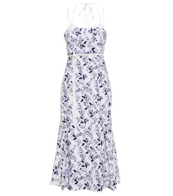 Robe midi Otto brodée en lin | Erdem