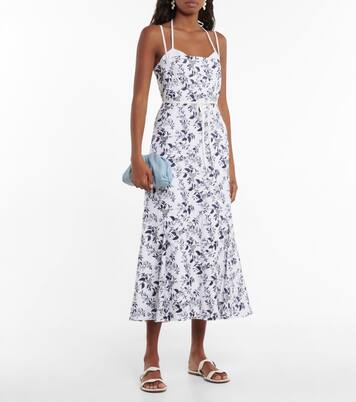 Robe midi Otto brodée en lin | Erdem