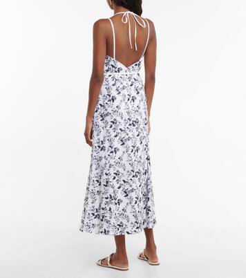 Robe midi Otto brodée en lin | Erdem