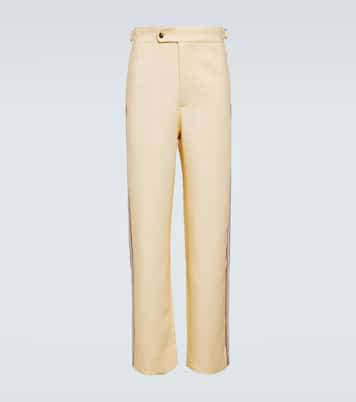 Stria beaded cotton straight pants | Bode