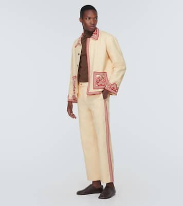 Stria beaded cotton straight pants | Bode
