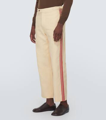 Stria beaded cotton straight pants | Bode