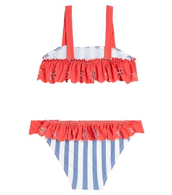 Striped ruffled bow-detail bikini | Patachou