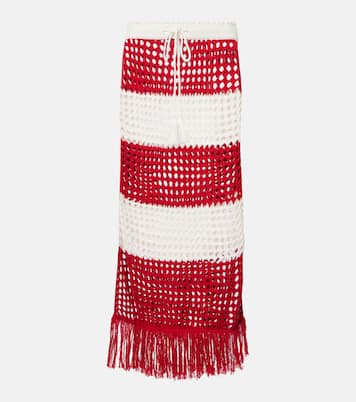 스트라이프 크로셰 코튼 맥시 스커트 | Farm Rio