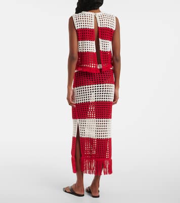 스트라이프 크로셰 코튼 맥시 스커트 | Farm Rio