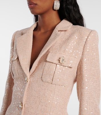 Midikleid aus Bouclé und Chiffon mit Pailletten | Self-Portrait