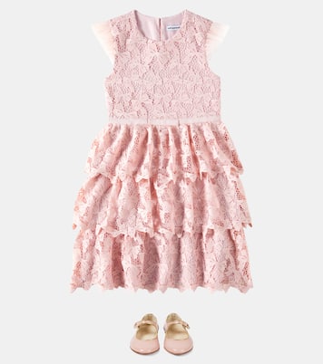 Abito in pizzo a balze con fiocco | Self-Portrait Kids