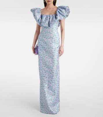 Robe longue Rowan en brocart à fleurs  | Markarian