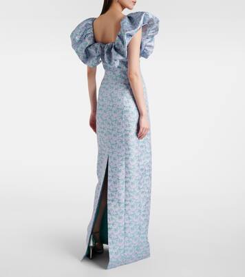 Robe longue Rowan en brocart à fleurs  | Markarian