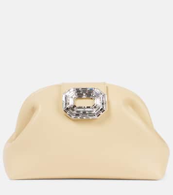 Verzierte Clutch Camelia aus Leder | Amina Muaddi