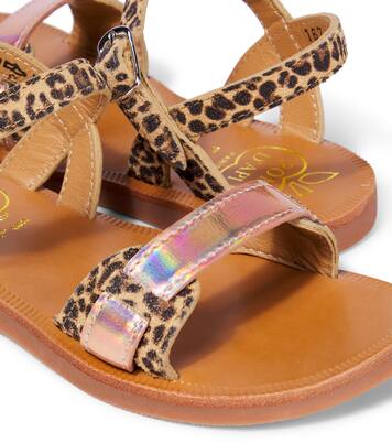 Avignon leopard-print leather sandals | Pom d'Api
