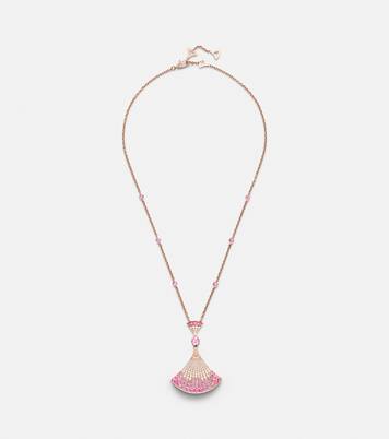 Divas' Dream 18kt rose gold pendant necklace with diamonds, sapphires, and rubies | Bvlgari