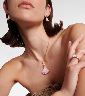 Divas' Dream 18kt rose gold pendant necklace with diamonds, sapphires, and rubies | Bvlgari