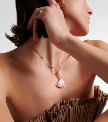 Divas' Dream 18kt rose gold pendant necklace with diamonds, sapphires, and rubies | Bvlgari