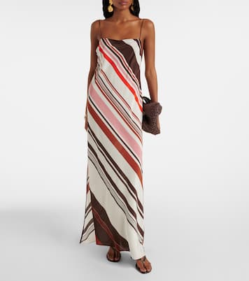 Thistle striped silk satin maxi dress | SIR