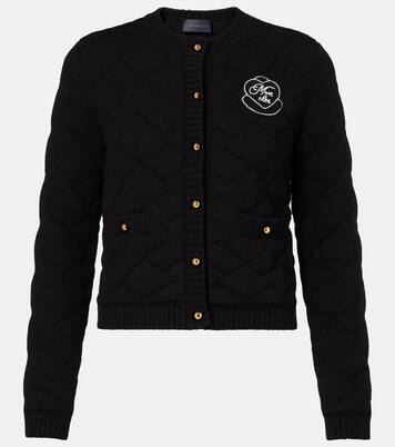 Logo quilted wool-blend cardigan | Moncler