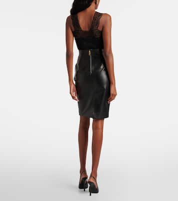 High-Rise-Minirock aus Leder | Saint Laurent