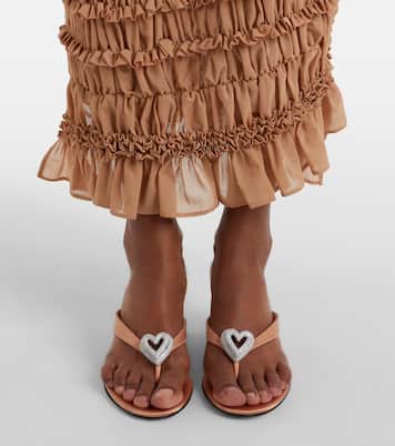 Double Heart satin wedge thong sandals | Mach & Mach