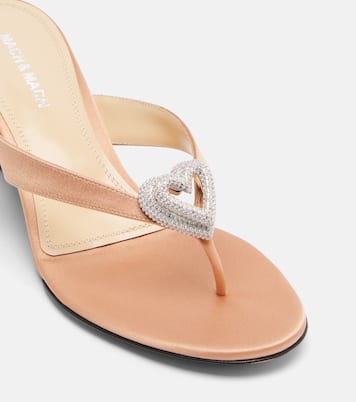 Double Heart satin wedge thong sandals | Mach & Mach