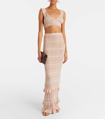 Petra checked ribbed-knit bra top | Bananhot