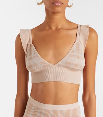 Petra checked ribbed-knit bra top | Bananhot