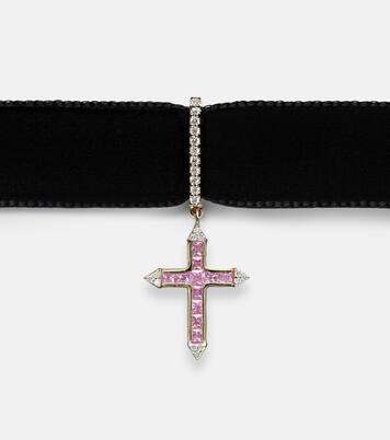 14kt gold (585/1000) choker with sapphires and diamonds | Mateo