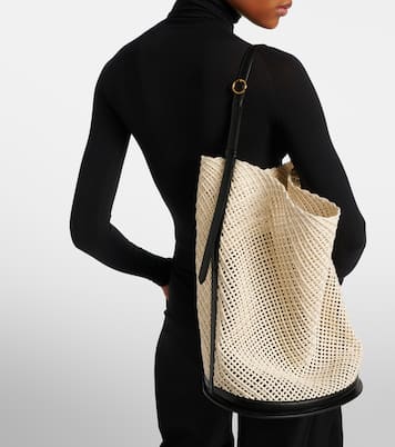 Hip Large leather-trimmed bucket bag | Alaïa