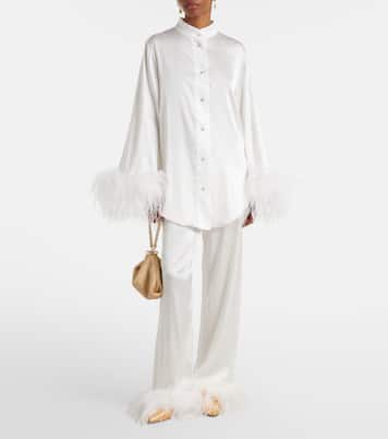 Bridal Hemd aus Satin mit Federn | Oséree