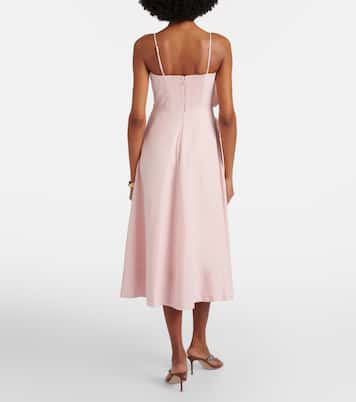 Vestido midi en mezcla de lino con apliques florales | Farm Rio