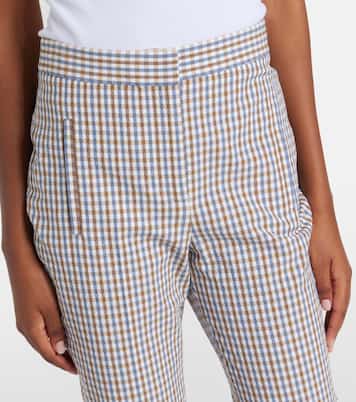 Gingham seersucker cropped slim pants | Veronica Beard