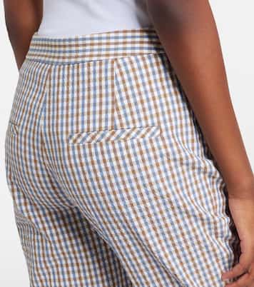 Gingham seersucker cropped slim pants | Veronica Beard