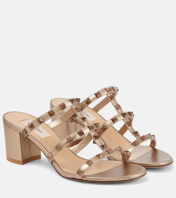 Sandalen Rockstud 60 aus Metallic-Leder | Valentino Garavani