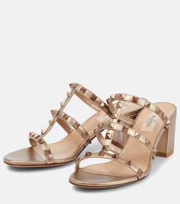 Sandalen Rockstud 60 aus Metallic-Leder | Valentino Garavani