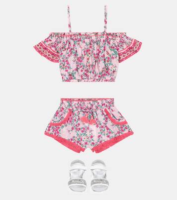Donna floral off-shoulder top | Poupette St Barth Kids