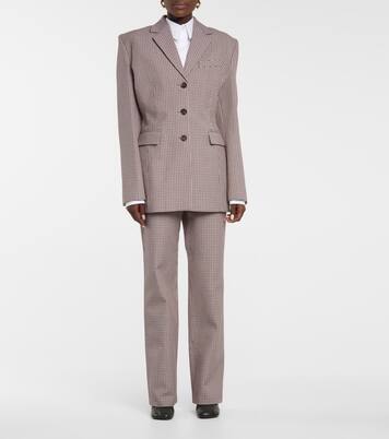 Houndstooth wool and cotton straight pants | Magda Butrym