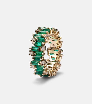 Ring aus 18kt Gelbgold (750/1000) mit Diamanten und Smaragden | Suzanne Kalan