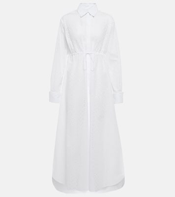 Robe midi en coton à broderies anglaises | Alaïa