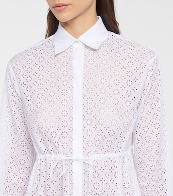 Robe midi en coton à broderies anglaises | Alaïa