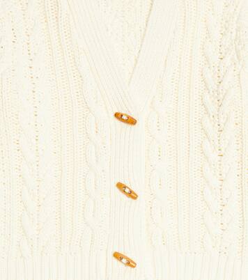 Kamel cotton cable-knit cardigan | Louise Misha
