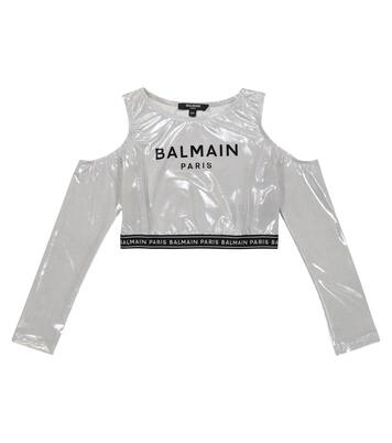 Logo off-shoulder top | Balmain Kids