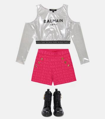 Logo off-shoulder top | Balmain Kids